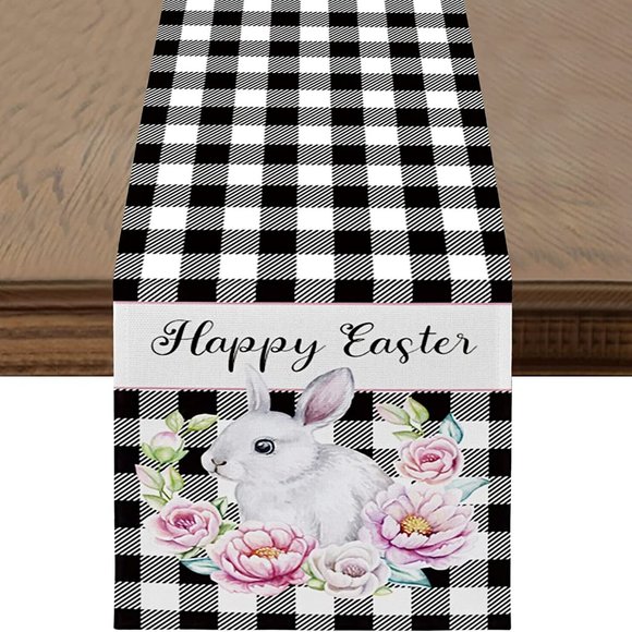 Handmade Other - Easter Bunny Easter Table Runner, Easter Decorations Happy Easter Rabbit 13x72